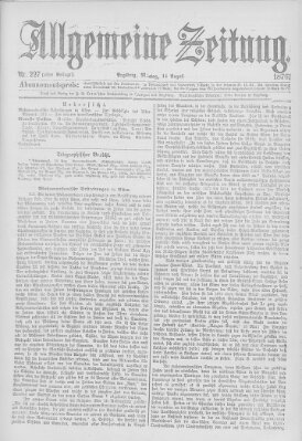 Allgemeine Zeitung Montag 14. August 1876