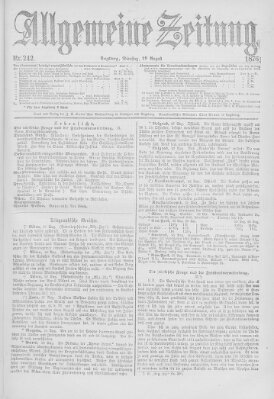 Allgemeine Zeitung Dienstag 29. August 1876