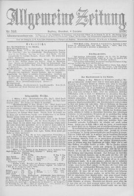 Allgemeine Zeitung Samstag 2. September 1876