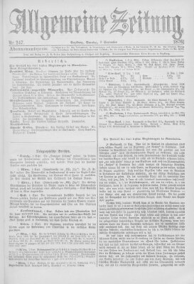 Allgemeine Zeitung Sonntag 3. September 1876