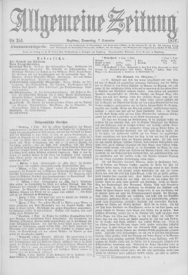 Allgemeine Zeitung Donnerstag 7. September 1876