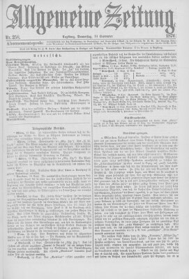 Allgemeine Zeitung Donnerstag 14. September 1876