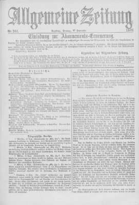 Allgemeine Zeitung Sonntag 17. September 1876