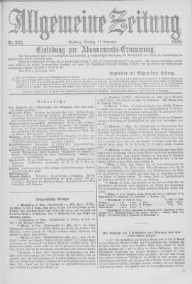 Allgemeine Zeitung Dienstag 19. September 1876