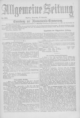 Allgemeine Zeitung Donnerstag 21. September 1876