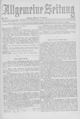 Allgemeine Zeitung Mittwoch 27. September 1876