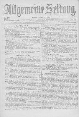 Allgemeine Zeitung Dienstag 3. Oktober 1876