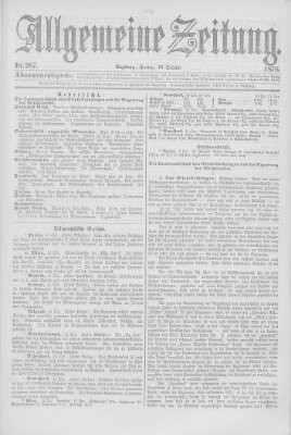 Allgemeine Zeitung Freitag 13. Oktober 1876