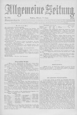 Allgemeine Zeitung Mittwoch 18. Oktober 1876