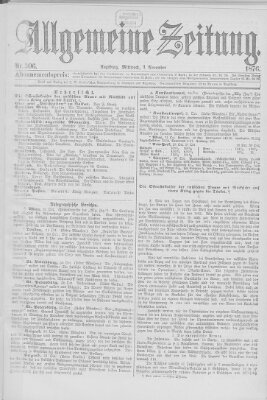 Allgemeine Zeitung Mittwoch 1. November 1876