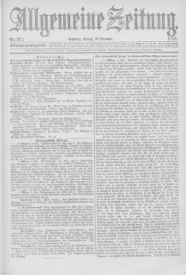 Allgemeine Zeitung Freitag 10. November 1876