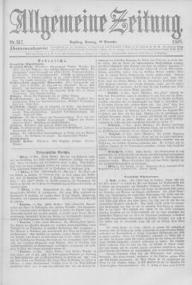 Allgemeine Zeitung Sonntag 12. November 1876