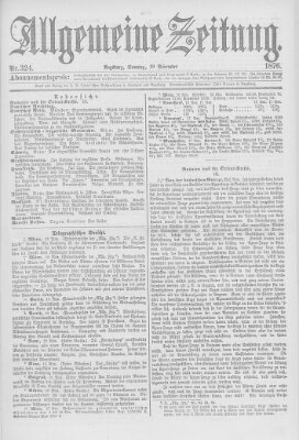 Allgemeine Zeitung Sonntag 19. November 1876