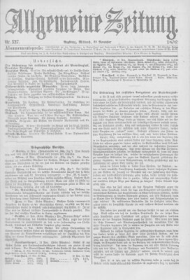 Allgemeine Zeitung Mittwoch 22. November 1876