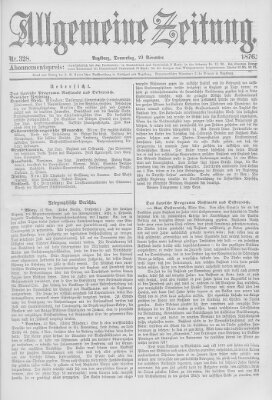 Allgemeine Zeitung Donnerstag 23. November 1876