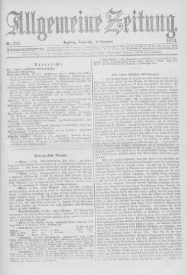 Allgemeine Zeitung Donnerstag 30. November 1876