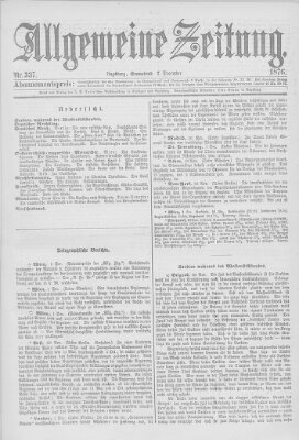 Allgemeine Zeitung Samstag 2. Dezember 1876