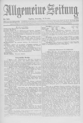 Allgemeine Zeitung Donnerstag 14. Dezember 1876