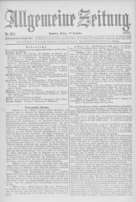 Allgemeine Zeitung Freitag 22. Dezember 1876