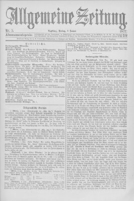 Allgemeine Zeitung Freitag 5. Januar 1877