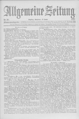 Allgemeine Zeitung Samstag 20. Januar 1877