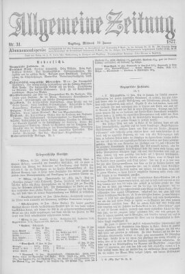 Allgemeine Zeitung Mittwoch 31. Januar 1877