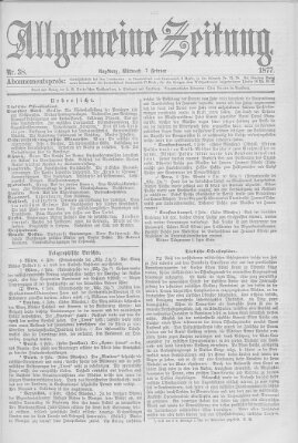 Allgemeine Zeitung Mittwoch 7. Februar 1877