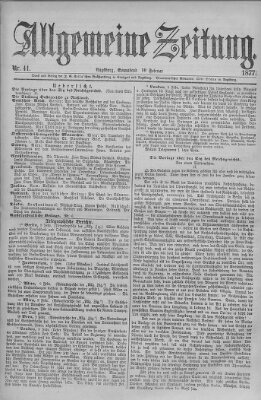 Allgemeine Zeitung Samstag 10. Februar 1877