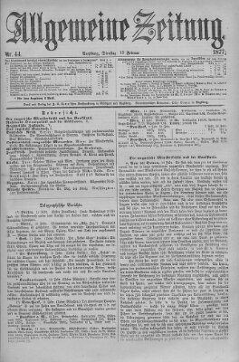 Allgemeine Zeitung Dienstag 13. Februar 1877