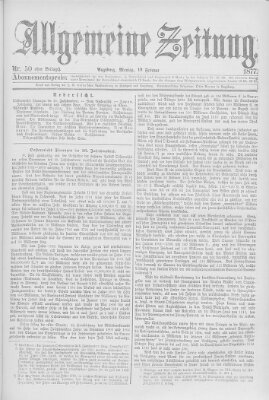 Allgemeine Zeitung Montag 19. Februar 1877