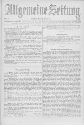 Allgemeine Zeitung Dienstag 20. Februar 1877