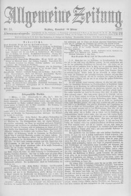 Allgemeine Zeitung Samstag 24. Februar 1877