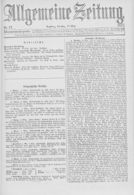 Allgemeine Zeitung Dienstag 13. März 1877