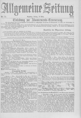 Allgemeine Zeitung Freitag 16. März 1877