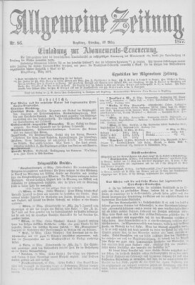 Allgemeine Zeitung Dienstag 27. März 1877