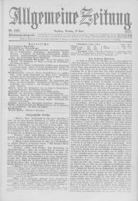 Allgemeine Zeitung Dienstag 10. April 1877