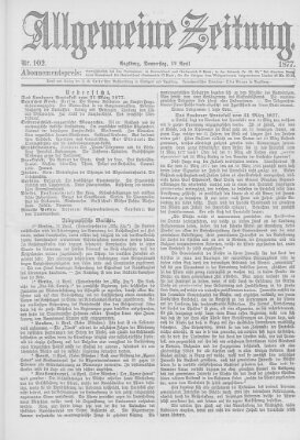 Allgemeine Zeitung Donnerstag 12. April 1877