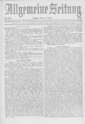 Allgemeine Zeitung Sonntag 15. April 1877