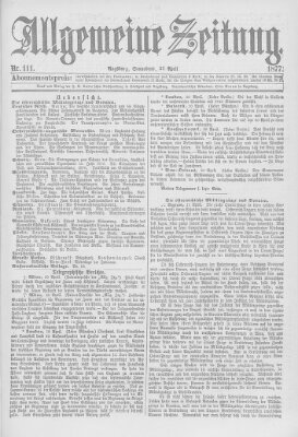 Allgemeine Zeitung Samstag 21. April 1877