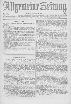 Allgemeine Zeitung Samstag 28. April 1877