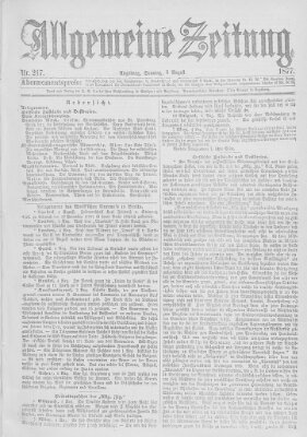 Allgemeine Zeitung Sonntag 5. August 1877