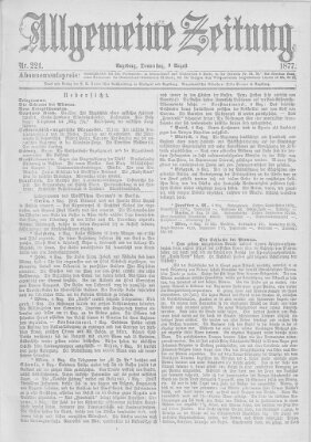 Allgemeine Zeitung Donnerstag 9. August 1877