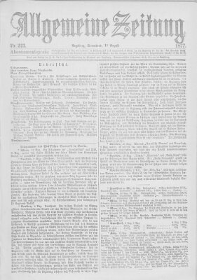 Allgemeine Zeitung Samstag 11. August 1877