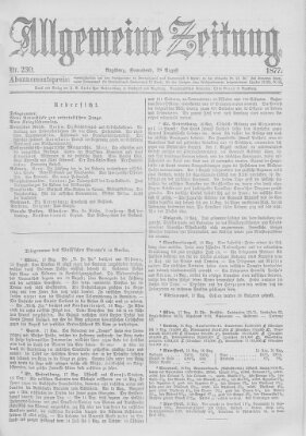 Allgemeine Zeitung Samstag 18. August 1877