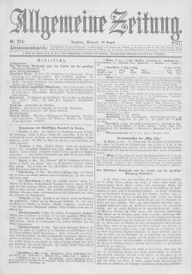 Allgemeine Zeitung Mittwoch 22. August 1877