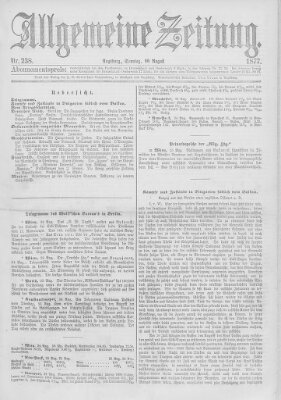 Allgemeine Zeitung Sonntag 26. August 1877