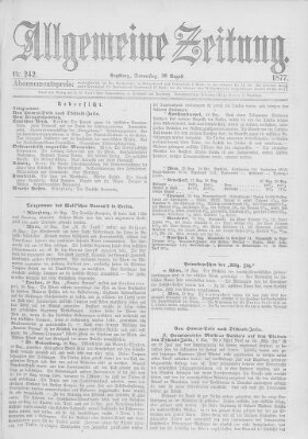 Allgemeine Zeitung Donnerstag 30. August 1877