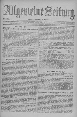 Allgemeine Zeitung Samstag 22. September 1877