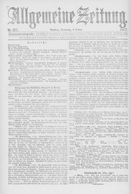 Allgemeine Zeitung Donnerstag 4. Oktober 1877