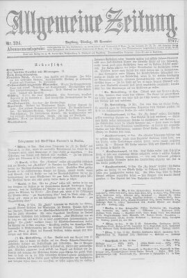 Allgemeine Zeitung Dienstag 20. November 1877